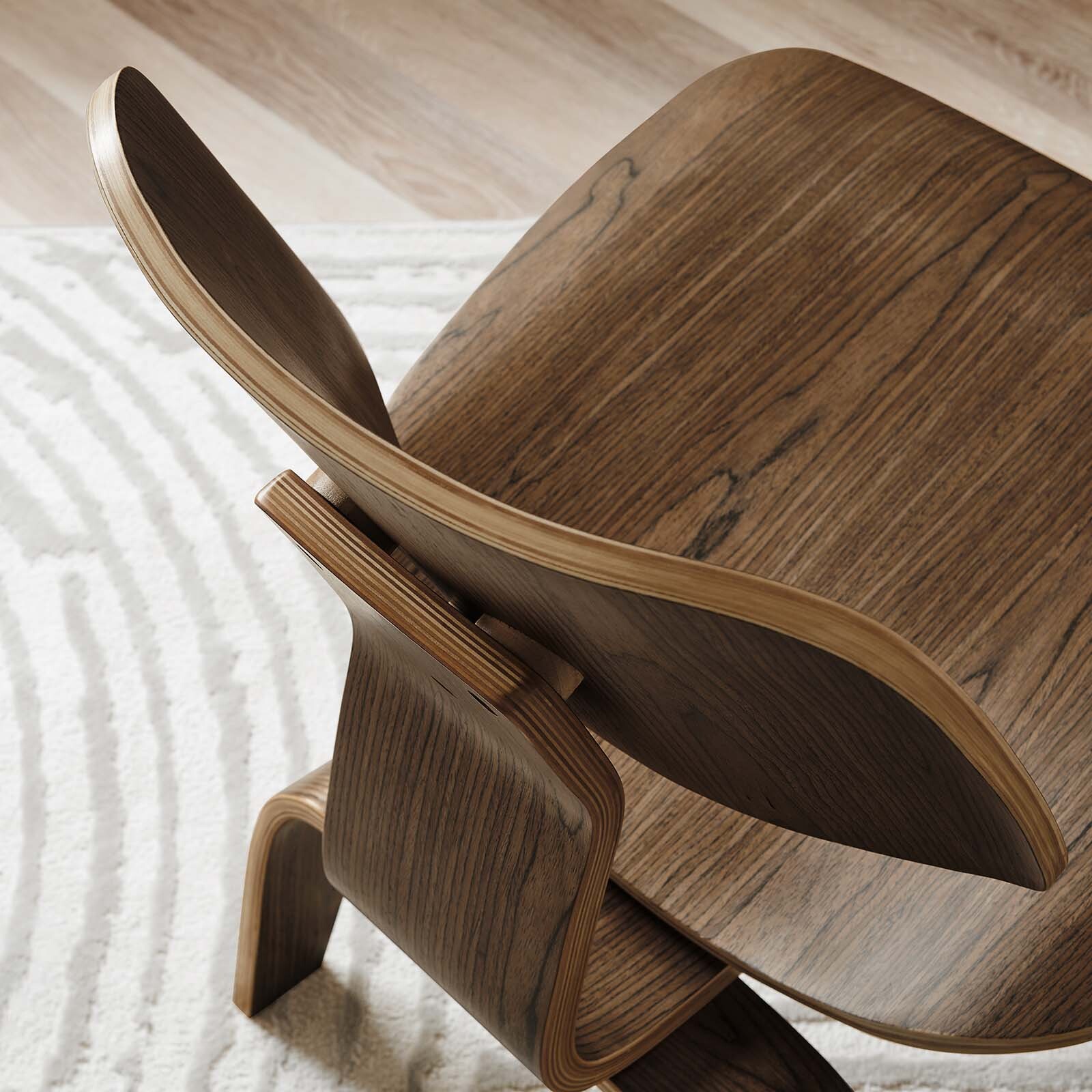 Modway Fathom Mid-Century Modern Molded Plywood Lounge Accent Chair in Walnut