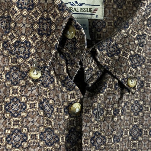 Natural Issue Mens XL Long Sleeve Button Shirt Brown Geometric Light Flannel - Picture 6 of 12