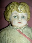 Wonderful 21" antique, paper mache papiermache doll, deep curls, 1880s all orig.