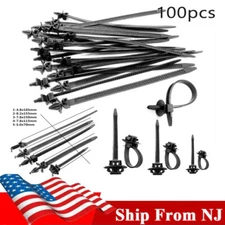 100X Car Wire Harness Line Bundle Zip Fastener Clip Mixed Nylon Cable Tie (USA)