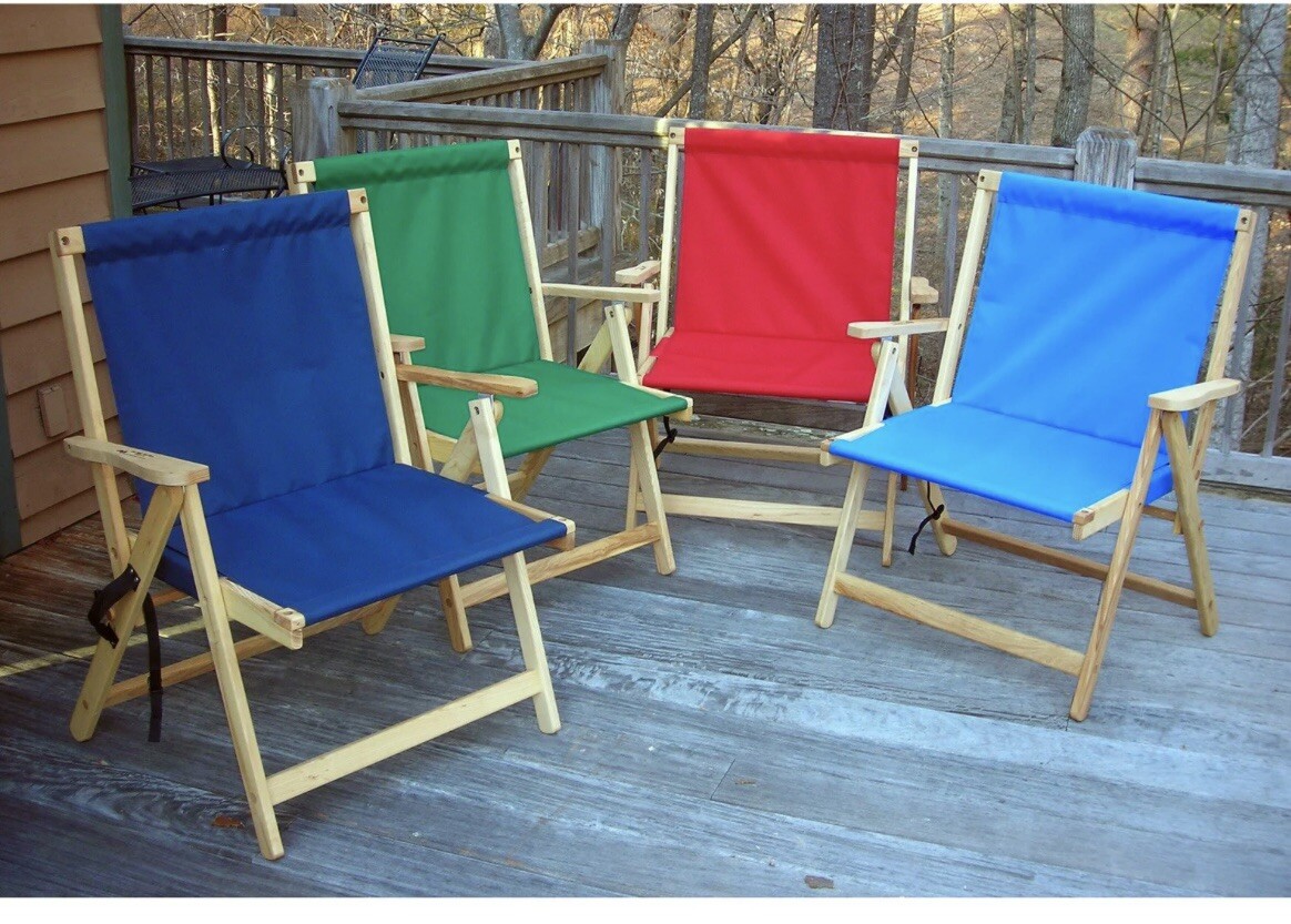 Blue Ridge Chair Works XL Deck Chair Navy Blue Folding New In Box