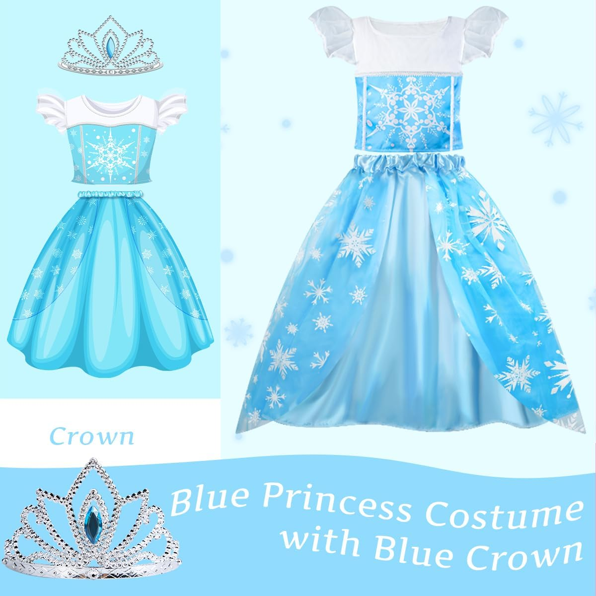 Princess Dress Up Costume Set For Girls 3-6 – 4-in-1 Toddler Dress Up Clothes With Capes & Hairbands - View #4