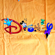 Disney Children's T Shirt Vintage Classic Kids Sz LARGE Gold Yellow Mickey Glove