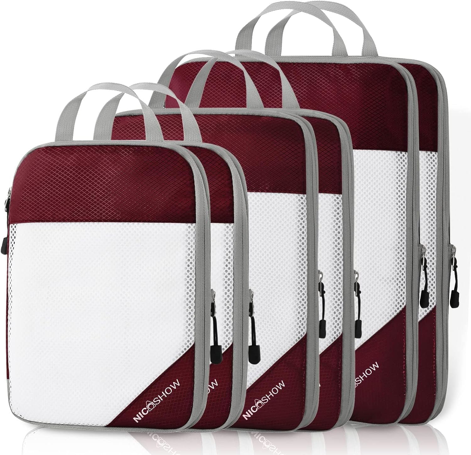 Compression Packing Cubes for Travel - Set of 6 for Suitcase and Carry-on