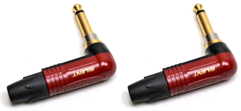 (2) Enchufe genuino NEUTRIK NP2RX-AU-SILENT ángulo recto 1/4" contacto dorado carcasa roja Foto 4 de 4