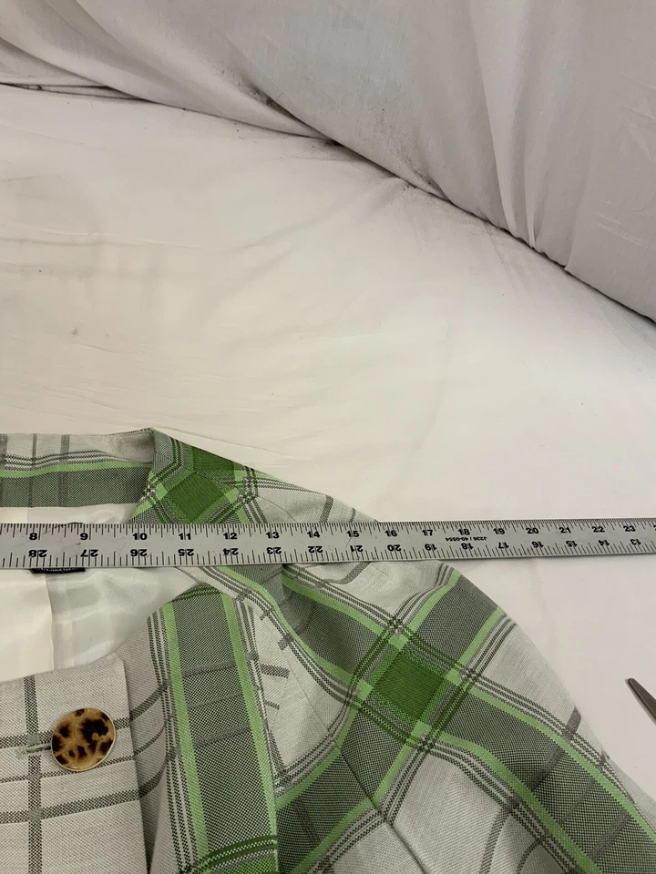 Chaqueta Blazer Etcetera 8 Verde Cuadros Algodón Poliéster Forrada YGI Y1-164 Foto 2 de 4