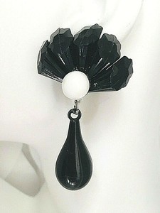 Vintage Large Teardrop Fan Black White Lucite 60 S Space Age