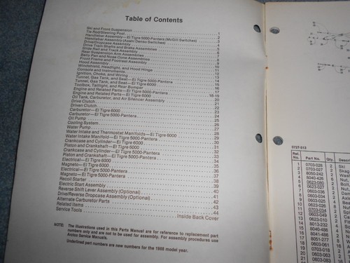 1988 ARCTIC CAT PANTERA EL TIGRE SNOWMOBILE PARTS BOOK ILLUSTRATED FACTORY OEM - Picture 2 of 6