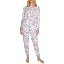 P.J. Salvage Womens Leopard Is My Happy 2PC Comfy Pant Set Loungewear BHFO 4672