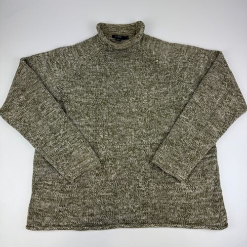 J Crew Adult Size M Rollneck Sweater Pullover 100% Cotton Knit Green 61156