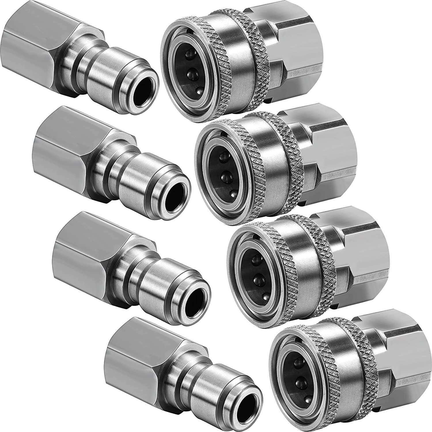 4PCS NPT 3/8 Inch Stainless Steel Male and Female Quick Connector Kit