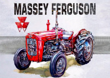Fine Classic Vintage Massey Ferguson 35 Tractor Print On Canvas-Textured Surface