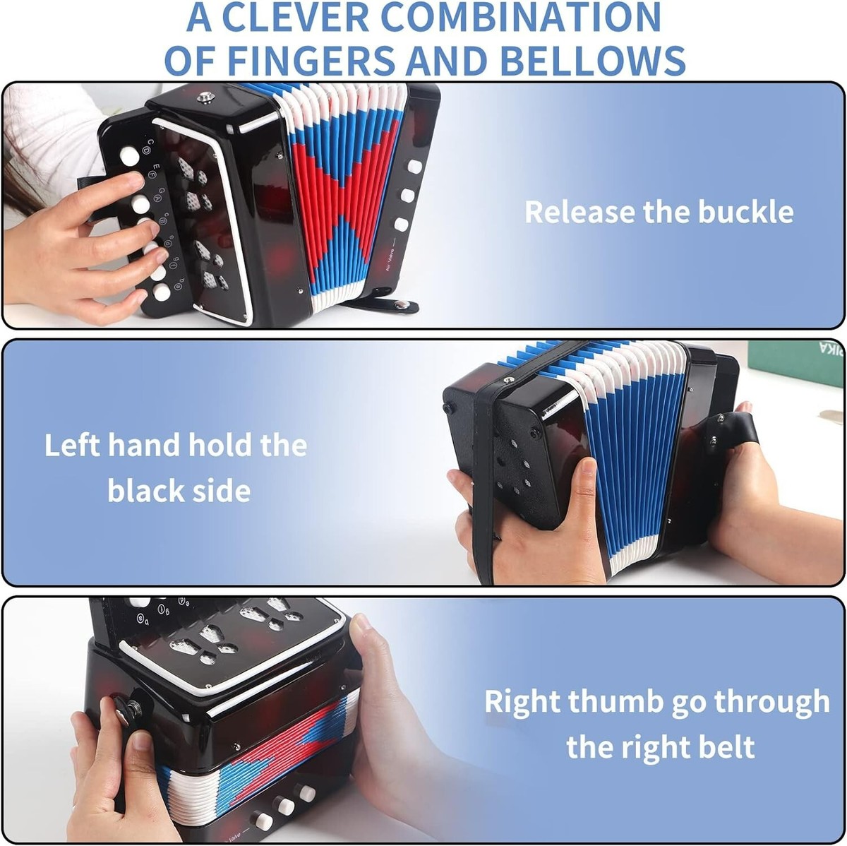 Kids Accordion, 10-Key Beginner Musical Instrument – Black | eBay