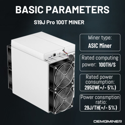 New Bitmain Antminer S19J Pro 100th/s Bicoin ASIC Miner / 180 day