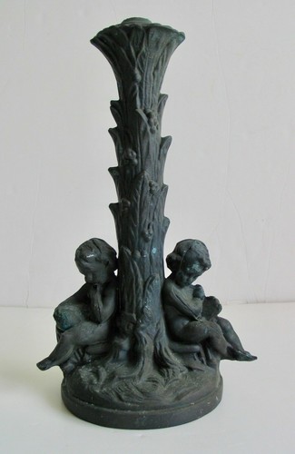 Vintage Table Lamp Base Metal Cherubs Victorian Art Nouveau Shabby Chic Cherub 