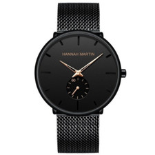 Classic Minimalistic Black Mesh Quartz Wrist Watch