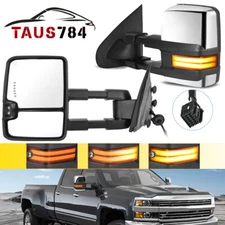 Chrome Power Heated Towing Mirrors for 2014-2018 Silverado Sierra Dynamic Signal