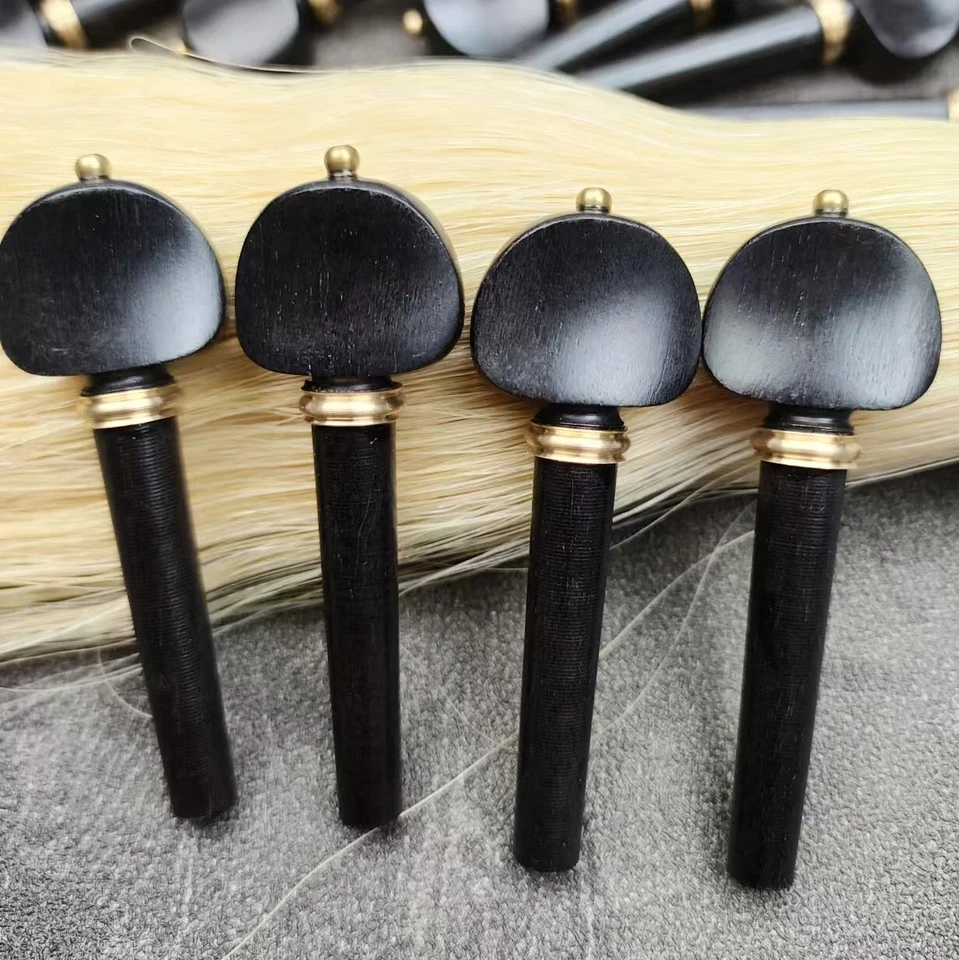4x Picchetti per Violino 4/4, Legno di Ebano con Collare in Rame Picchetto Accordatura Corda per Violino - Immagine 3 di 4