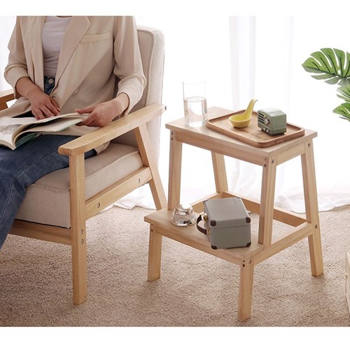 Easy To Assemble 2 Step Stool Wood Non-Slip Bathroom Foot Stool Toddler - Picture 11 of 12