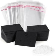 100Pcs Earring Cards with 100Pcs Self Adhesive Bags for Earrings Jewelry Display