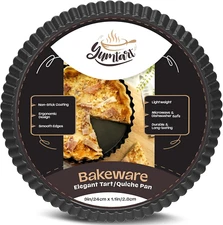 9 Inch Tart Pan, 1.1" Depth Removable Bottom Pie Pan – Deep Fluted Non-Stick Tar