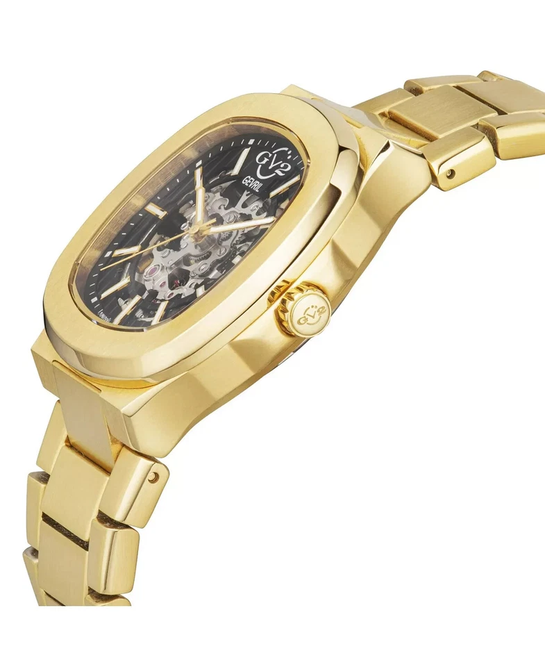 Reloj GV2 by Gevril Para Hombre 18115 Potente Automático Suizo Esquelético Dorado IP Foto 2 de 4