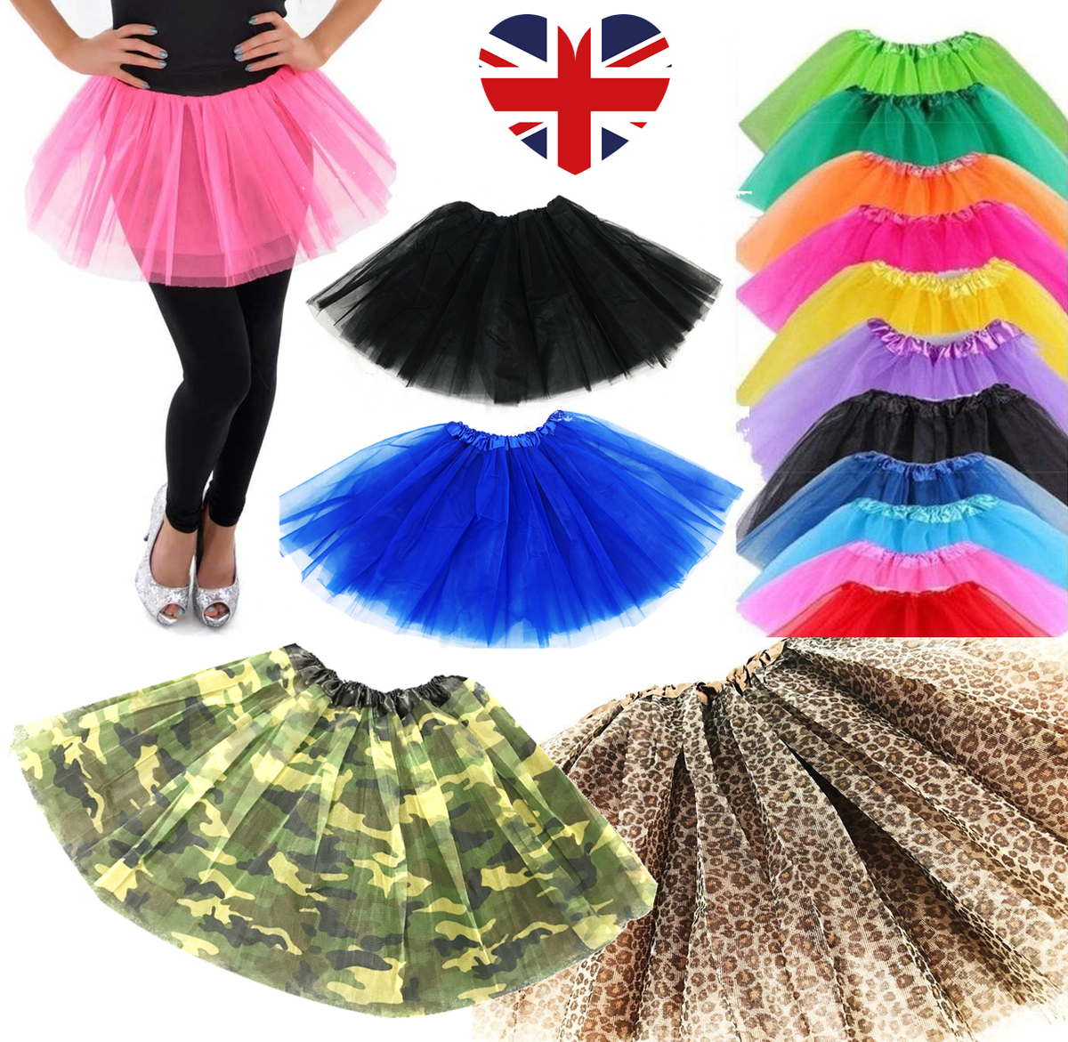 Fancy Dress TUTU Skirt Petticoat 1980s Costume Colour Options Ladies Skirt  LOT - Main Image