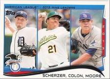 2014 Topps Max Scherzer/Bartolo Colon/Matt Moore Detroit Tigers/Oakland