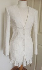 White Lace Jacket With Built-in Mini Skirt Sample Size 8 Unusual