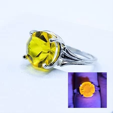 Sterling Cadmium Glass Ring Manganese Glass Uranium Glass UV Orange 925 Silver