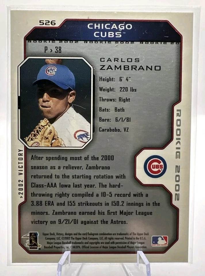 Carlos Zambrano 2002 Upper Deck Victory #526 Chicago Cubs Auto - Image 2 of 2