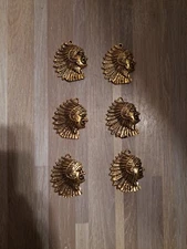 Lot Of 6 Vintage Gold Toned Leather Work DIY  Jewelry Conchos Pendants