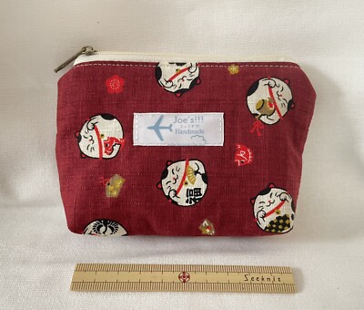 -Joe s Handmade- Handmade Kleine Kulturtasche Münzbörse Japanese Lucky Cat Rot