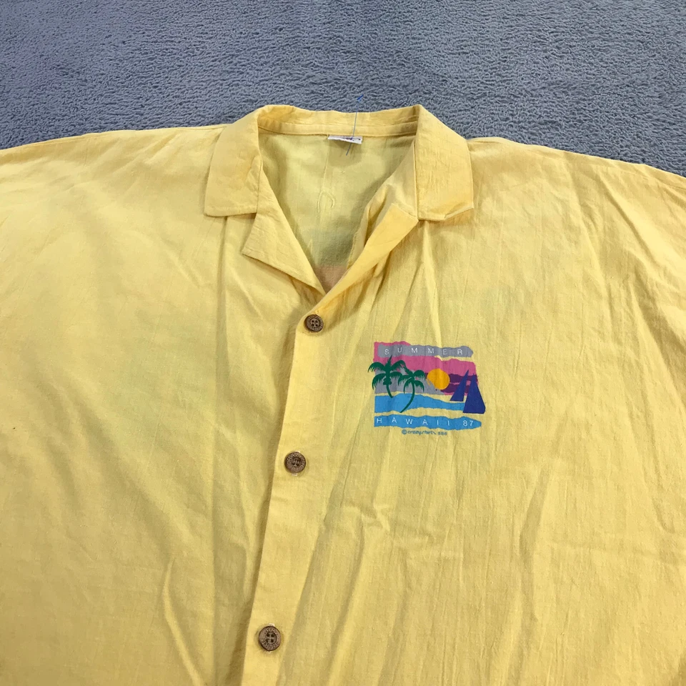 复古疯狂衬衫夏威夷衬衫男式特大号纽扣营地 87S 80S 90S — 第 3/4 张图片