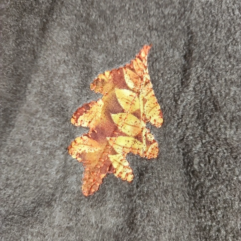 Jaqueta Carolyn Taylor marrom pecã lã zíper completo bordada. Folhas de abóbora tamanho XL - Imagem 4 de 4