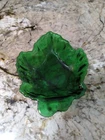 vintage Anchor Hocking Forest Green Maple Leaf dish Excellent
