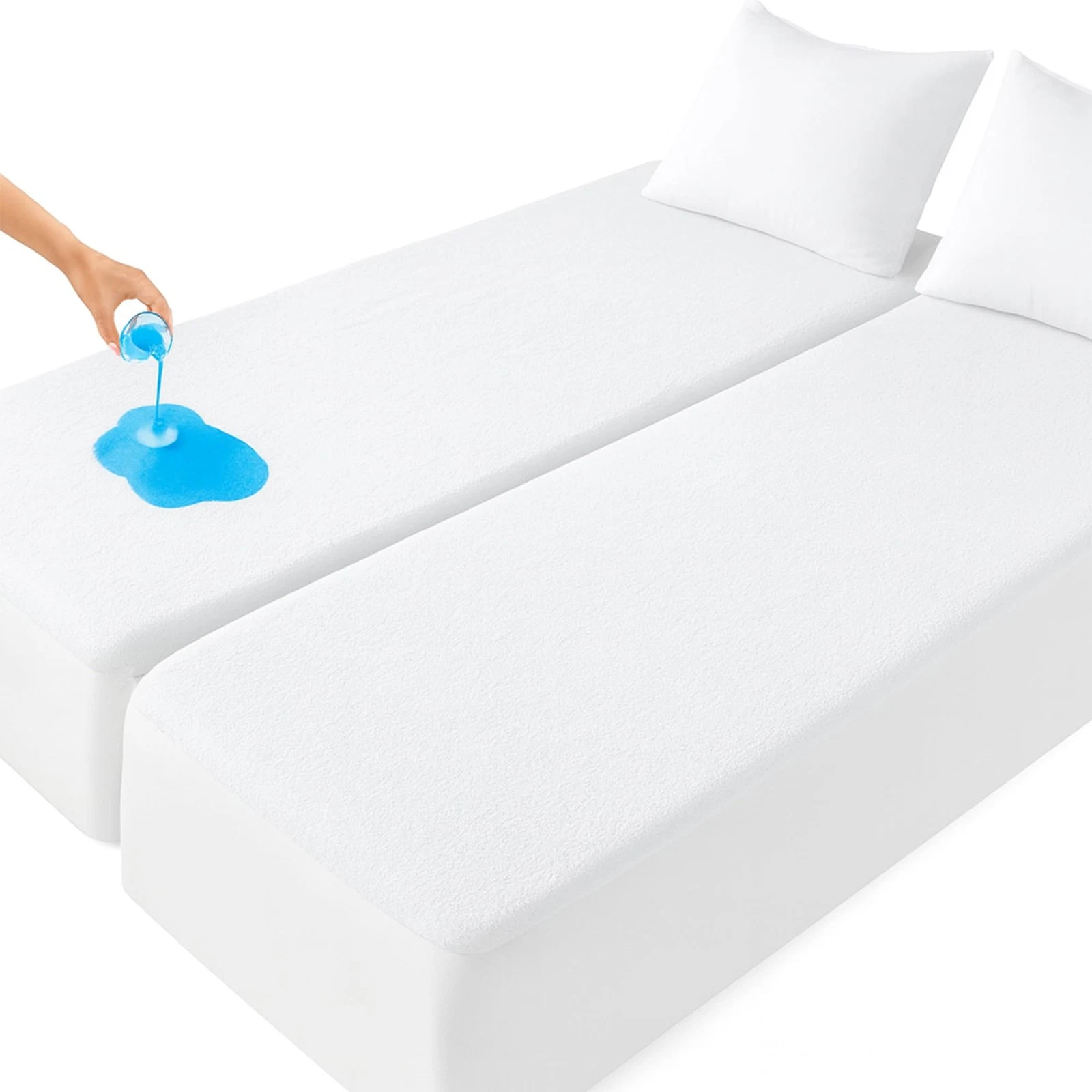 Waterproof Mattress Protector (2 PC's) - Split King Size for Adjustable Bed -...