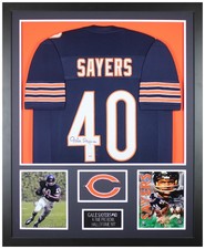 Gale Sayers Autographed and Framed Blue Chicago Jersey Auto PSA COA