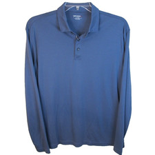 UnTuckit Long Sleeve Cotton Polo Shirt Men's XL Blue Stretch