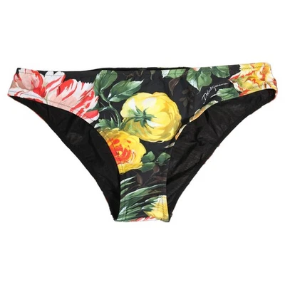 Bas de bikini imprimé floral en nylon noir Dolce & Gabbana IT4 / L 220usd - Photo 1/4