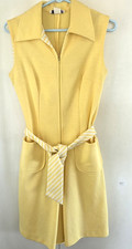 Vtg Romper Yellow w Tie Poly 60s  70s Sunny South Fashions Dallas Sz 12