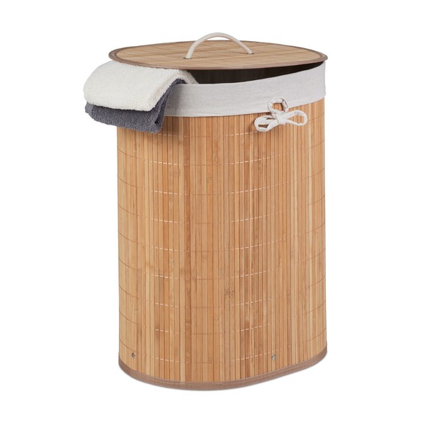 WäSchekorb Bambus Faltbarer WäSchesammler WäSchebox Mit Deckel 46 L Natur-image