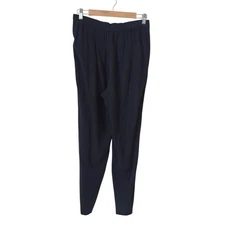 Kit Ace Silk Pants Size 4 Navy Blue Loose Fit Tapered High Rise Casual Soft
