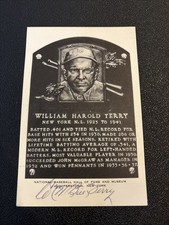 1953-63 BASEBALL~ARTVUE SIGNED WM. H BILL TERRY HOF PLAQUE POSTCARD~NY YANKEES