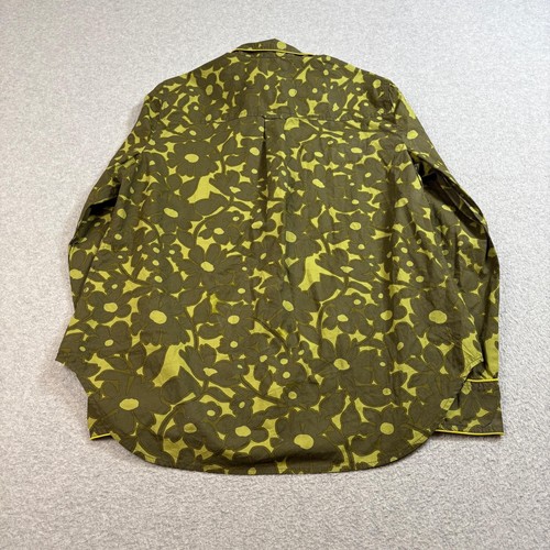 J Crew Shirt Woman Medium Green Floral Print Long Sleeve Button Retro Hippi Boho - Picture 2 of 8