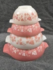 Beautiful Vintage PYREX Pink Gooseberry Cinderella Mixing Bowl Set