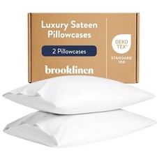 Luxury Sateen Pillowcases - Set of 2, 100 Long Staple Cotton Standard White