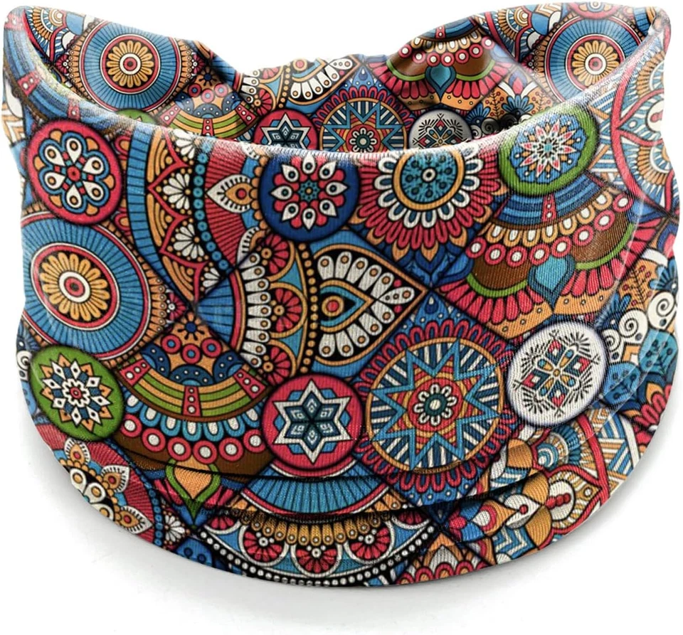 Diademas Boho para Mujer - Paquete de 4 Envolturas Anchas Elásticas Turbante, Floral Tribal Foto 4 de 4