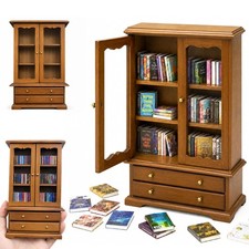 Mini Bookshelf with 100pcs Mini Books Miniature Anxiety Bookshelf Ornament Ti...