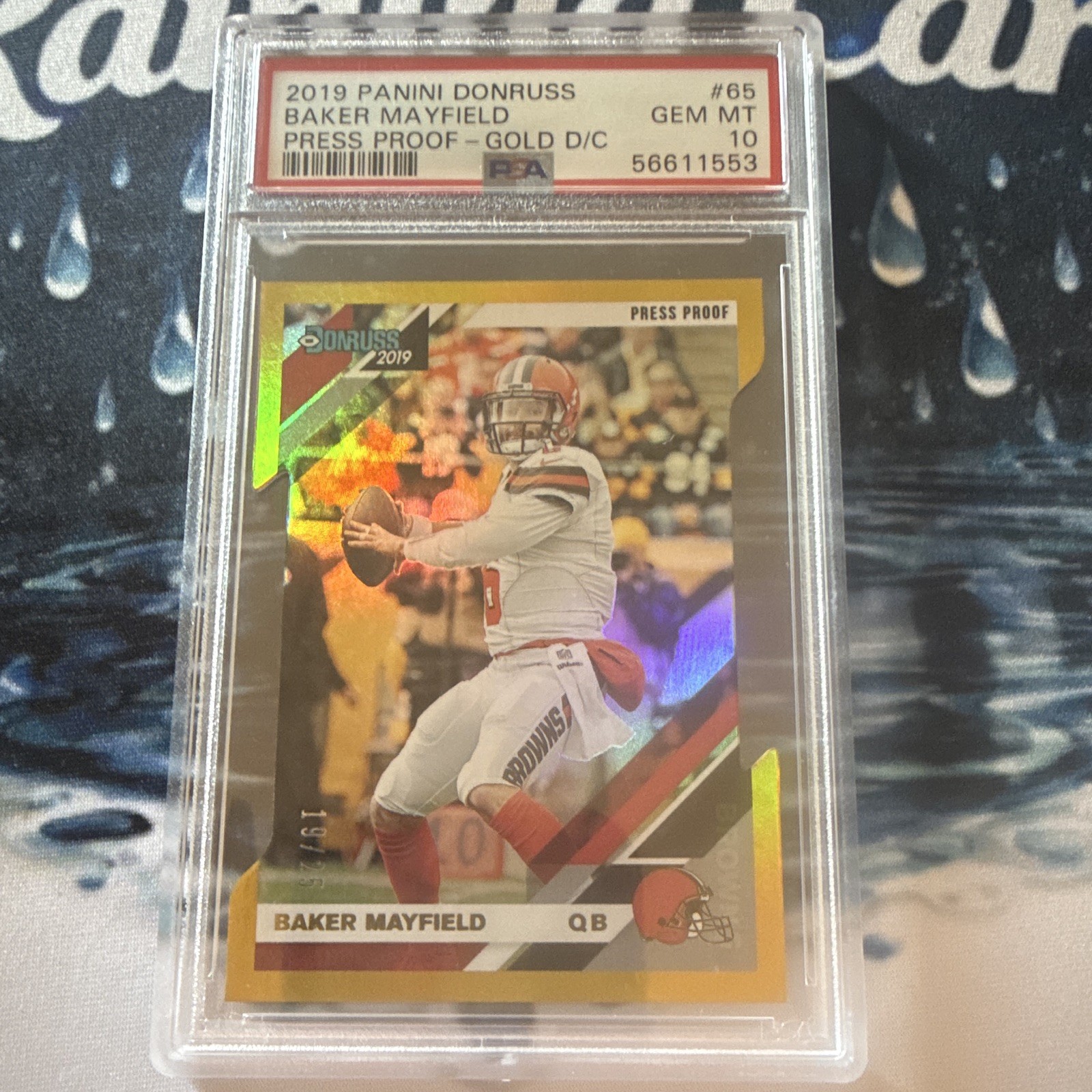 Panini 2019 Donruss Baker Mayfield #65 Press Proof Gold Die-Cut PSA 10 19/25